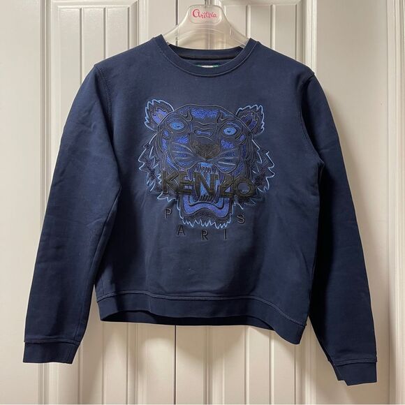 Authentic Kenzo Navy Crewneck Graphic Sweatshirt – Tiger Embroidery - Picture 2 of 11
